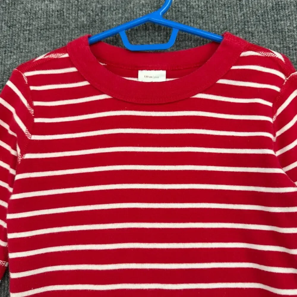 Hanna Andersson Red White Striped Long Sleeve Pajama Top Size 8 Organic Cotton